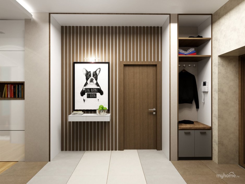 Прихожая с рейками