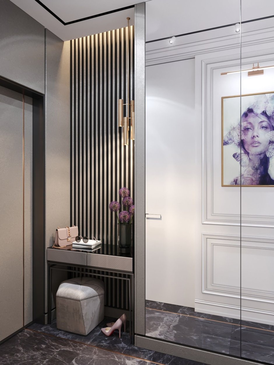 Прихожая с рейками