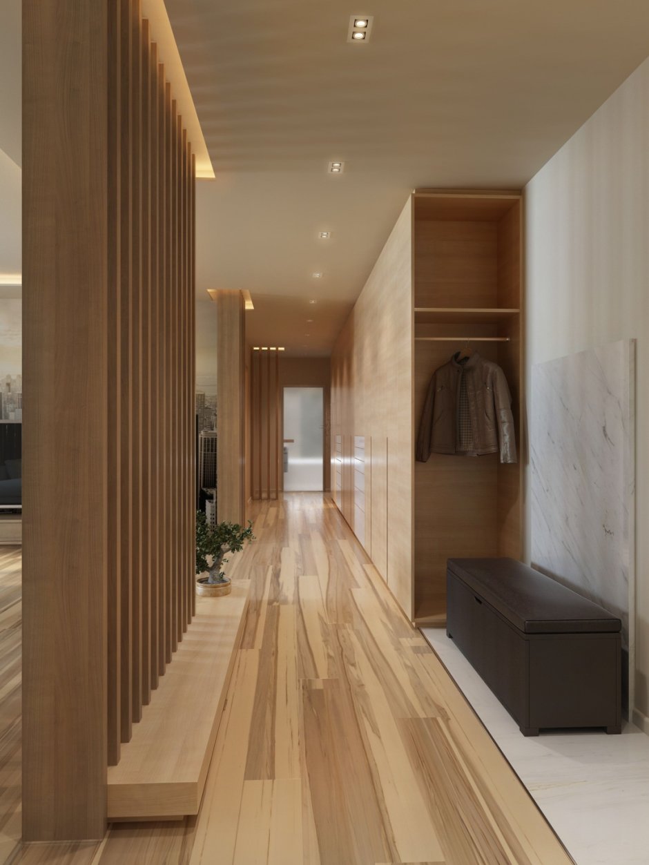Длинная прихожая в современном стиле