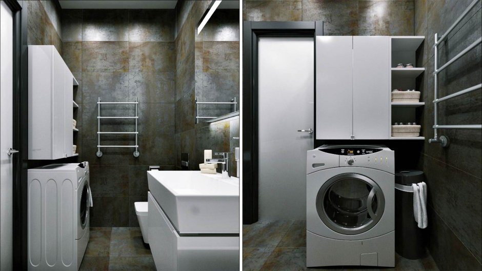 Шкаф над стиральной машиной в ванной