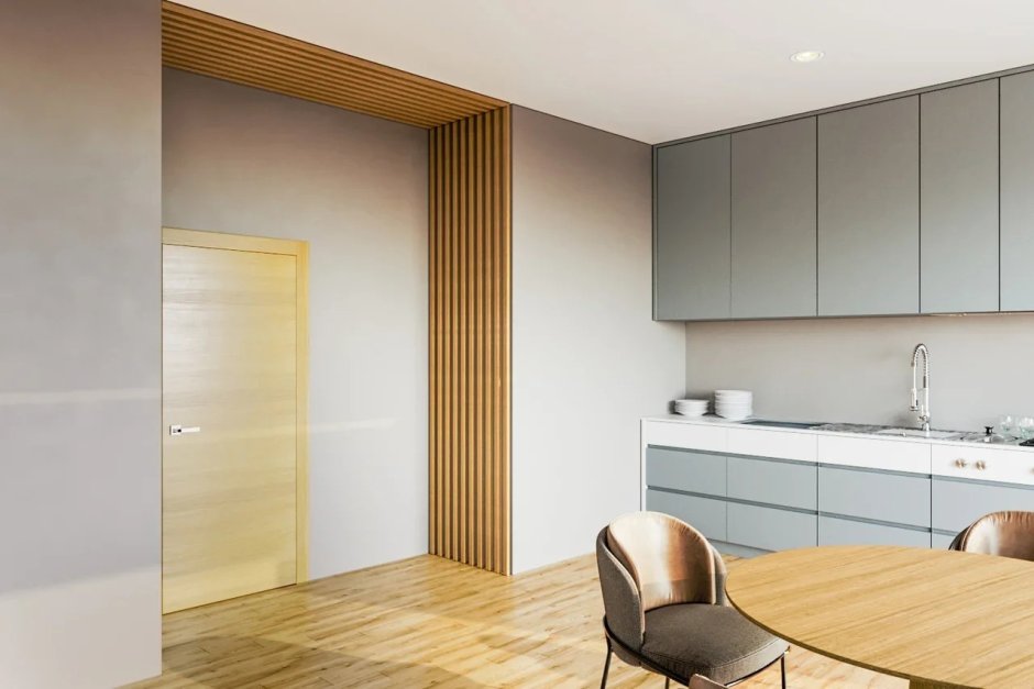 Шкаф с декоративными рейками