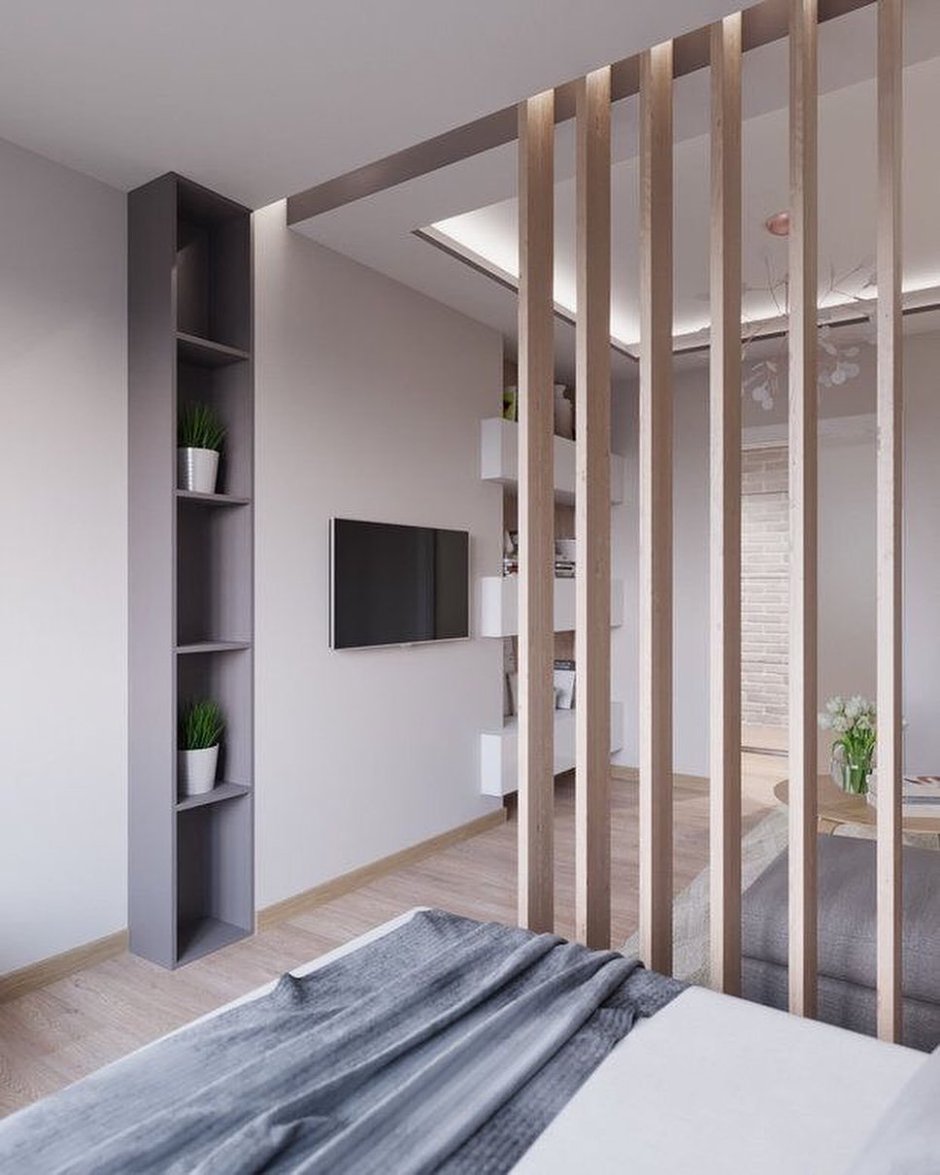 Деревянные рейки в интерьере