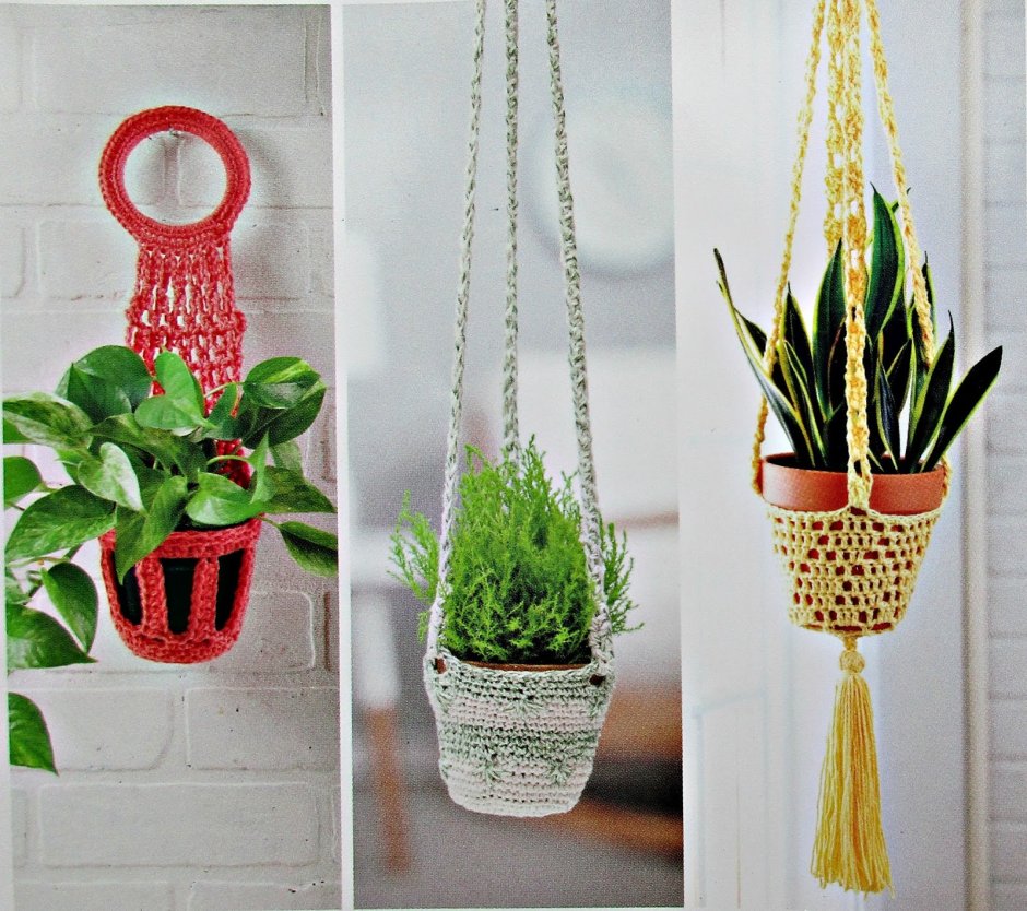 Подвесное кашпо из веревки
