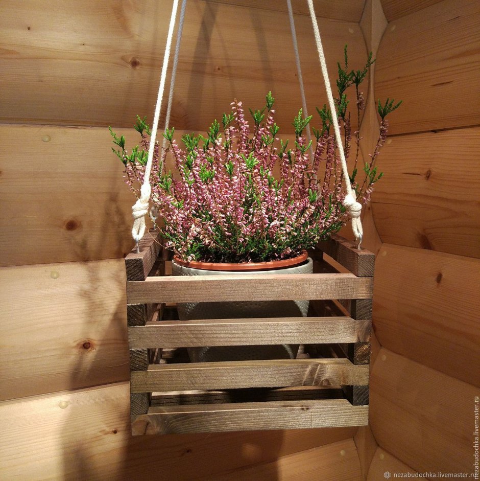 Вязаное подвесное кашпо