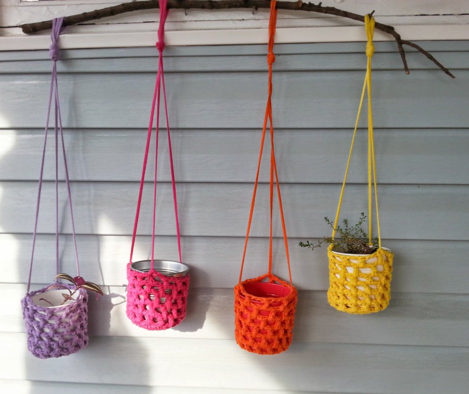 Кашпо повесить на веревочке