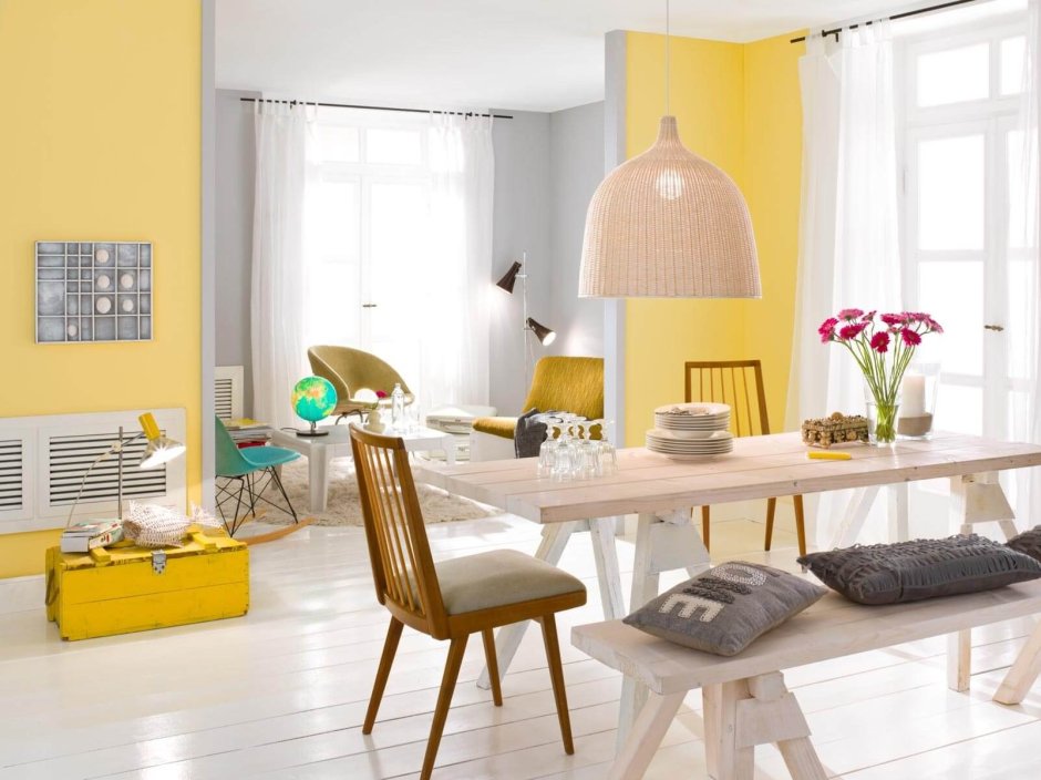 Пастельный желтый цвет в интерьере