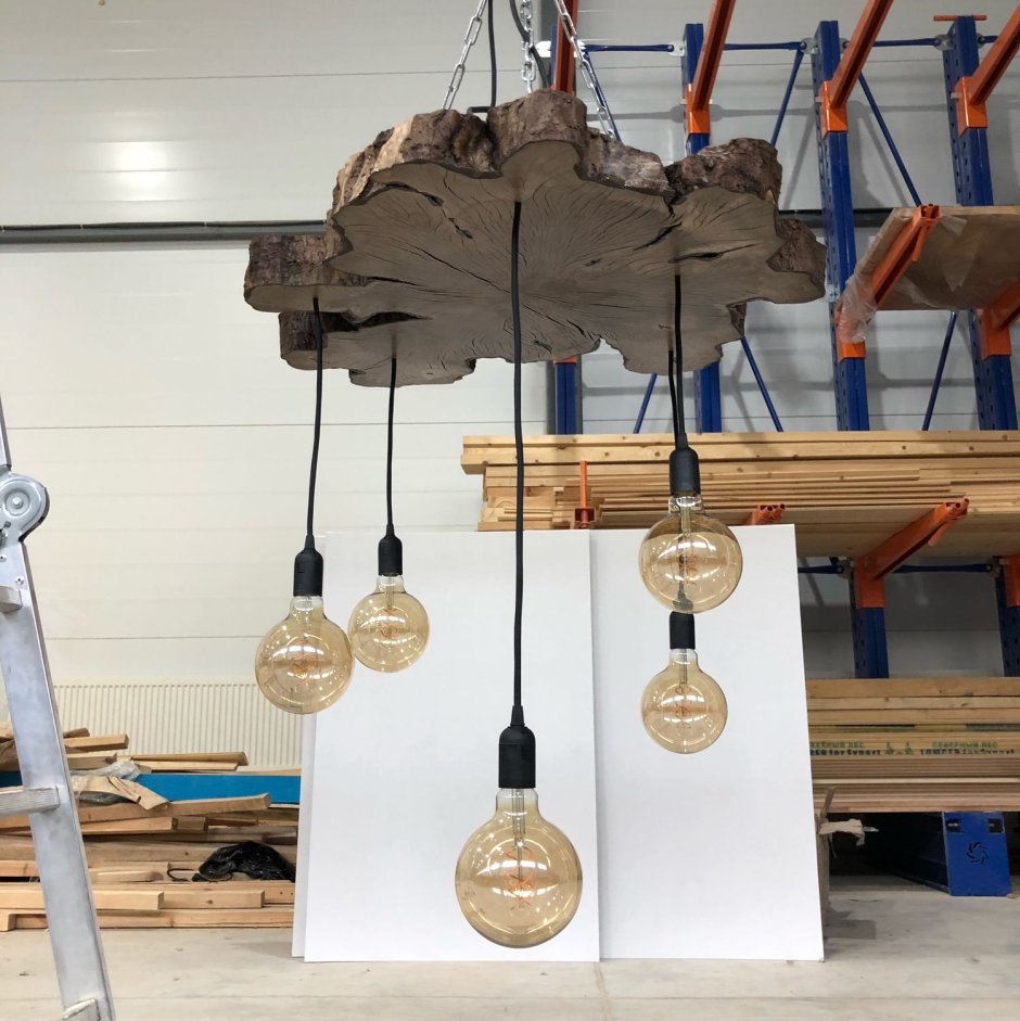 Светильник лофт из слэба