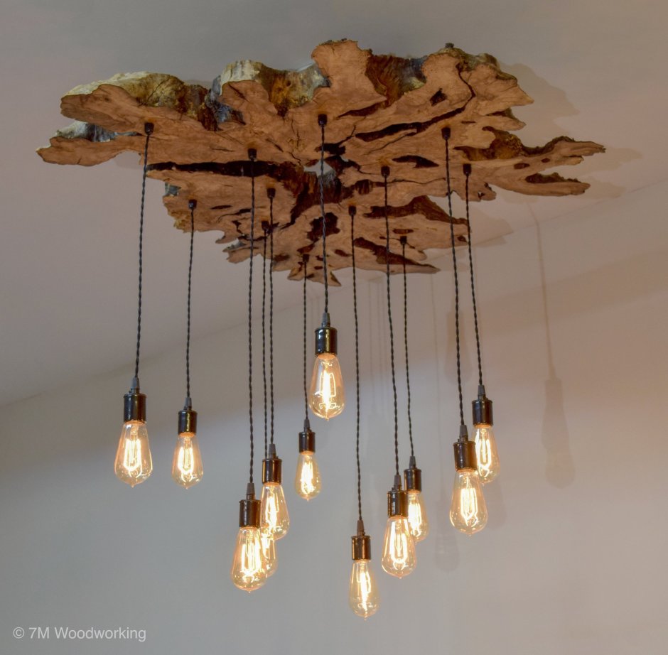 Лофт люстра из слэба