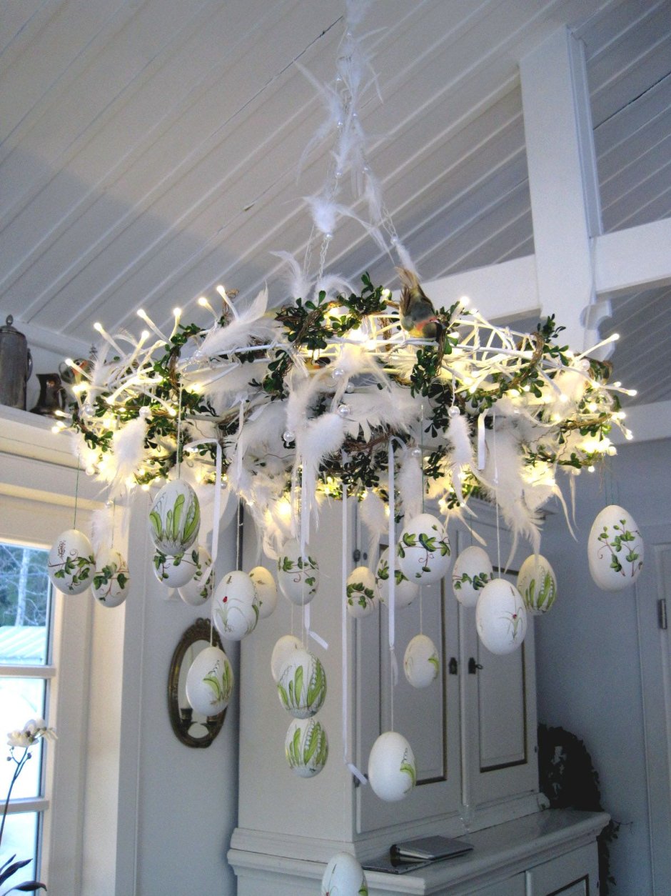 Пасхальный декор люстры