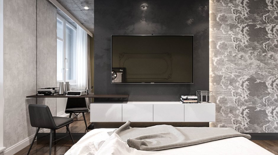 Декоративная штукатурка за телевизором