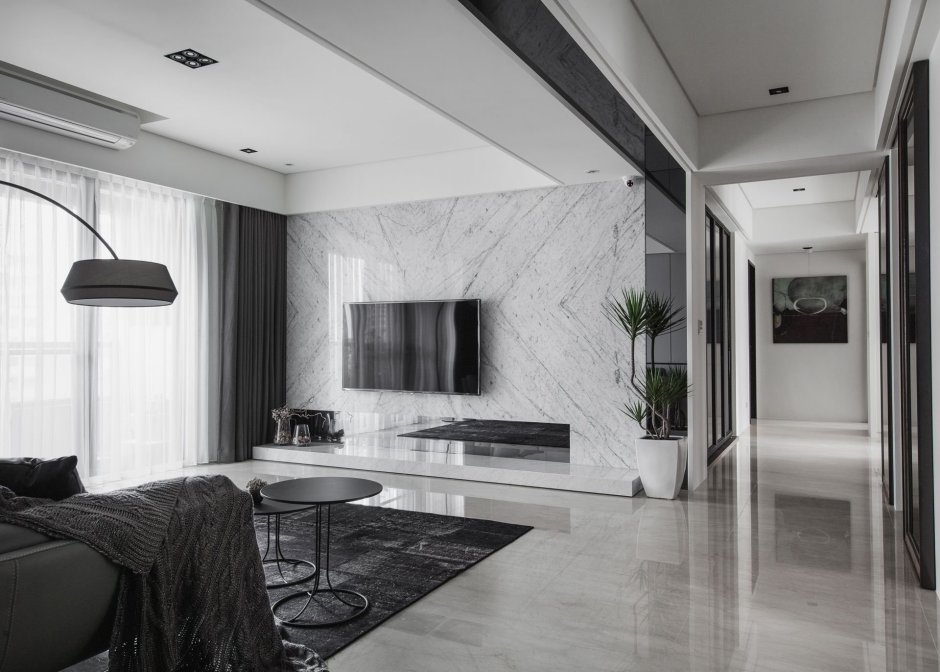 Мрамор в интерьере гостиной