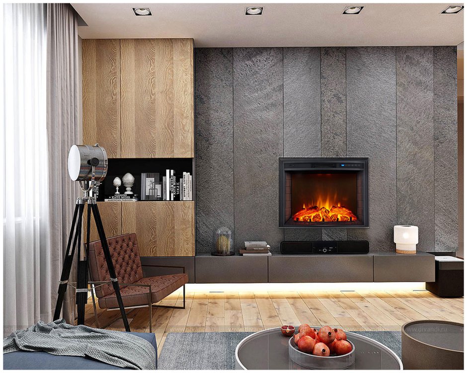 Керамогранит за телевизором