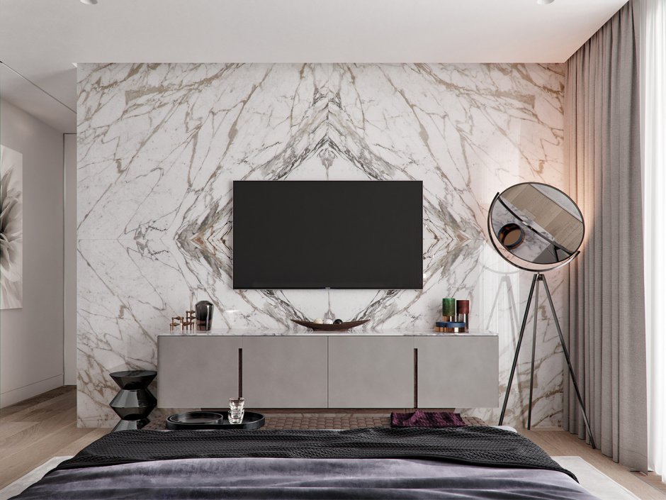 Гостиная с декоративной штукатуркой