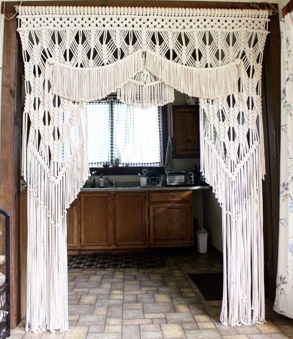 Штора на кухню макраме