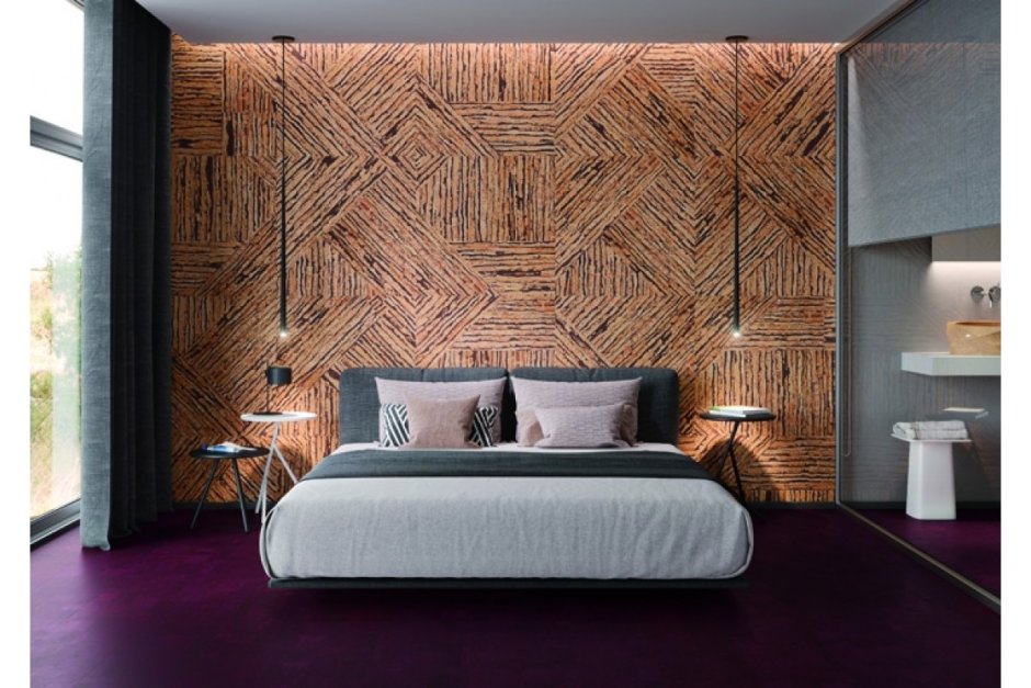 Пробковое настенное покрытие в интерьере