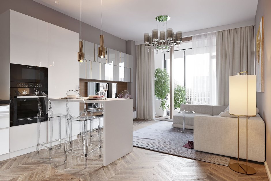 Квартира пик кухня гостиная