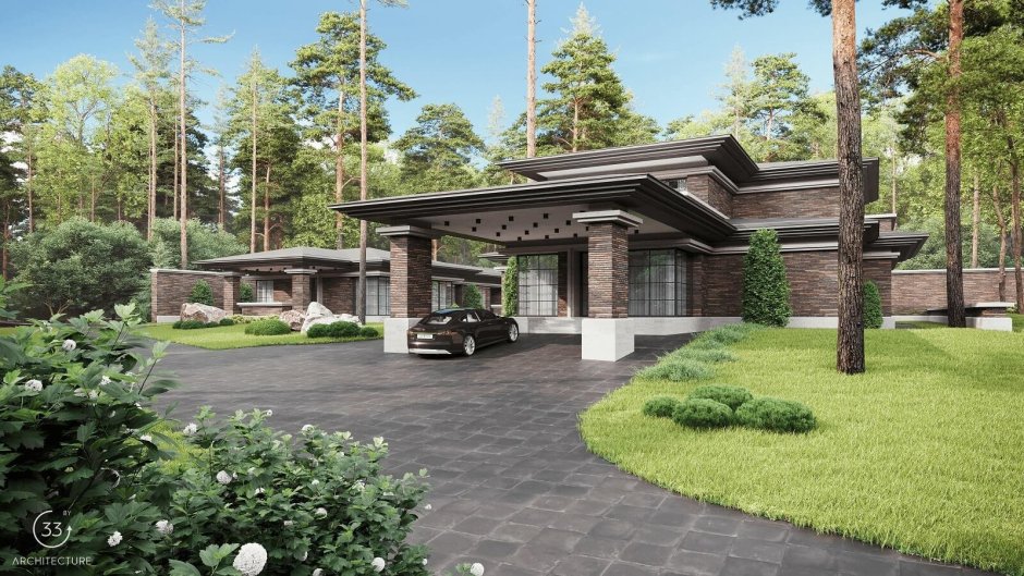 Одноэтажный дом Ричард в стиле Райта