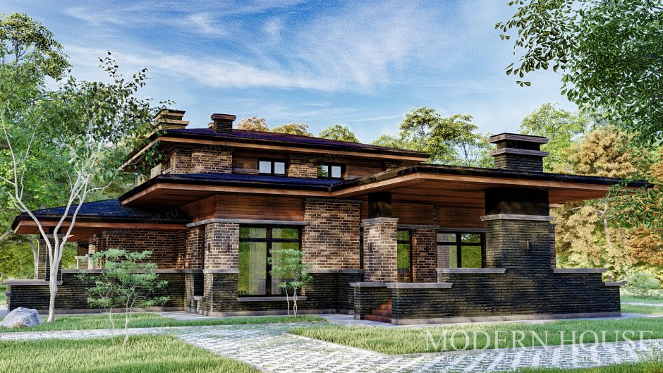 Дом в стиле Ллойда Райта 400 м2