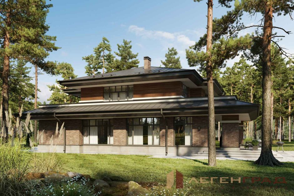 Дом 150 м2 в стиле Райта