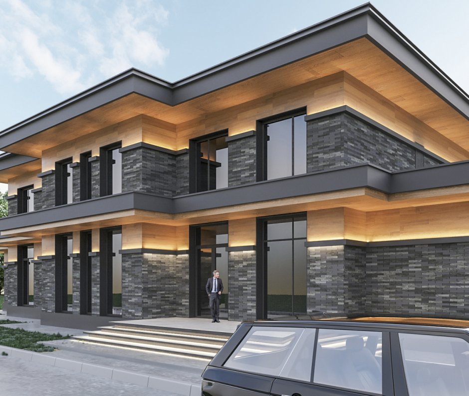 Дом 150 м2 в стиле Райта