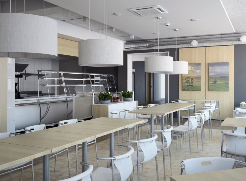 Интерьер школьной столовой