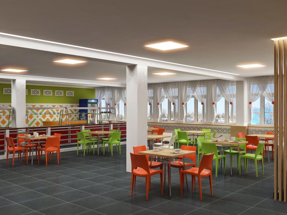 Школьная столовая интерьер