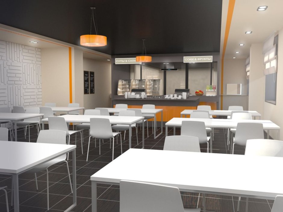 Интерьеры столовой общепита