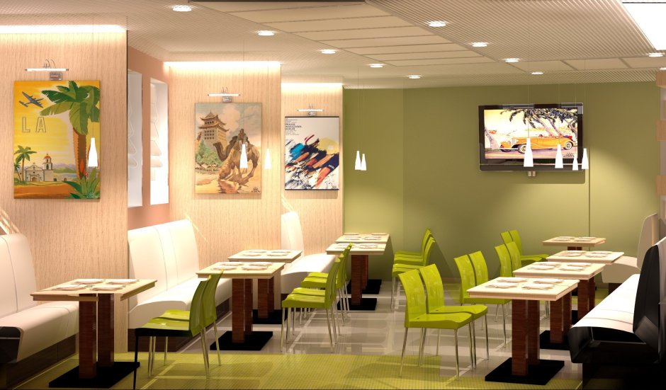 Интерьеры столовой общепита