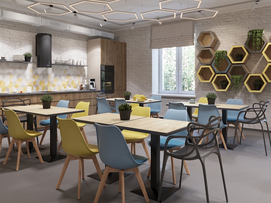 Интерьер офисной столовой