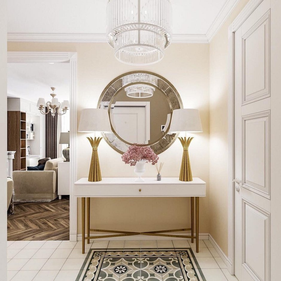 Дизайнерское зеркало в прихожую с цветами для девушки