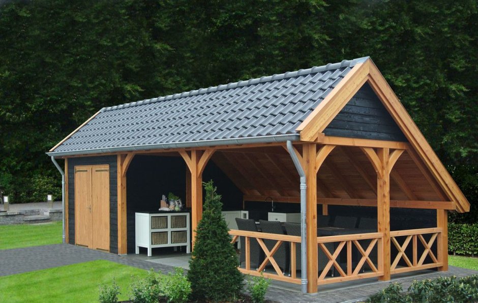 Беседка совмещенная с хозблоком