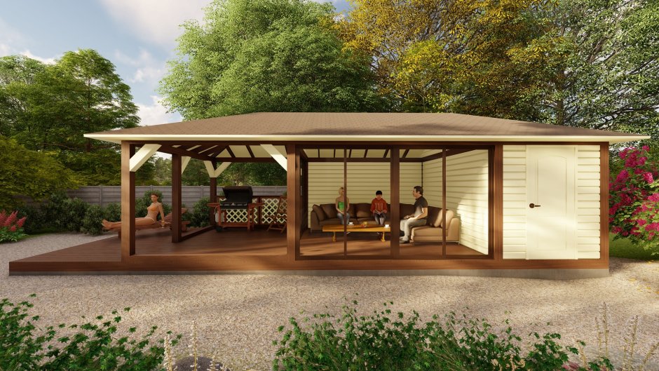 Оазис Строй беседки с хозблоком