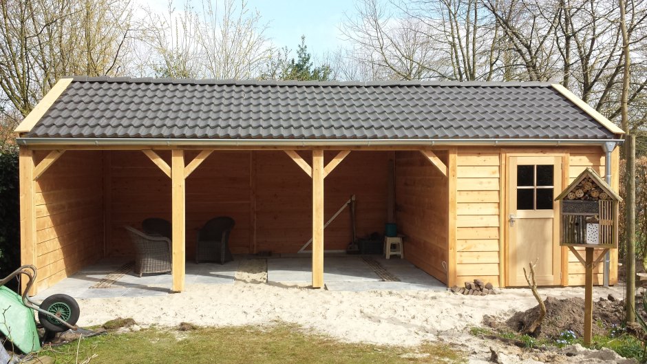 Хозблок с беседкой под одной крышей