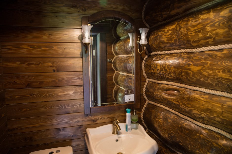 Отделка бани внутри в стиле лешего
