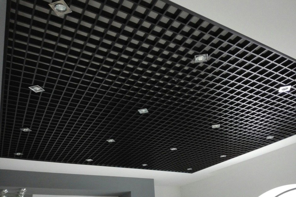 Потолок Грильято черный 100х100