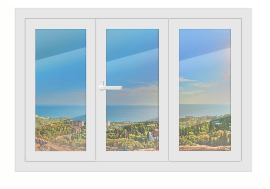 Четырехстворчатое пластиковое окно