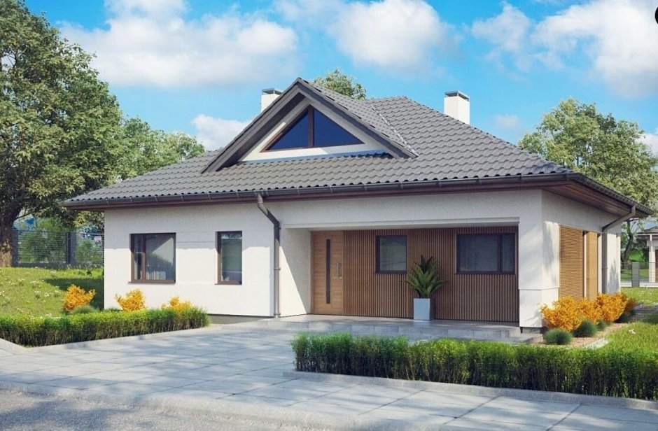 Дом Шале одноэтажный 100 кв.м из кирпича