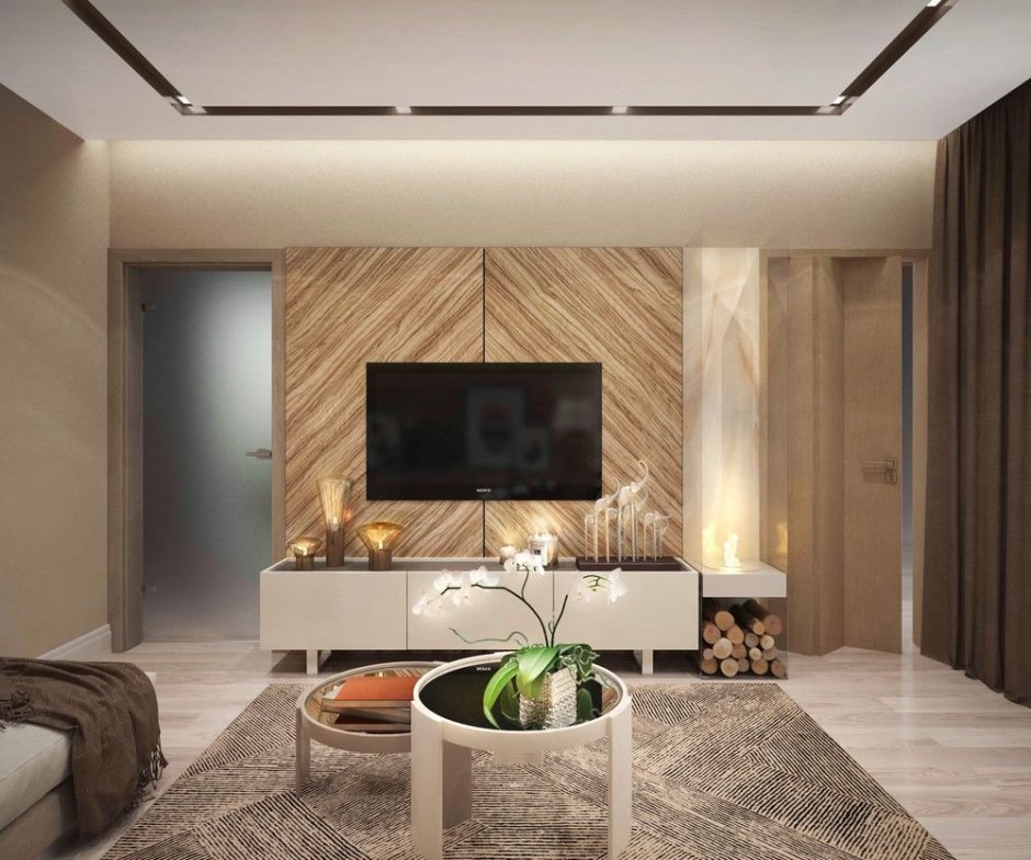 ТВ зона в эко стиле