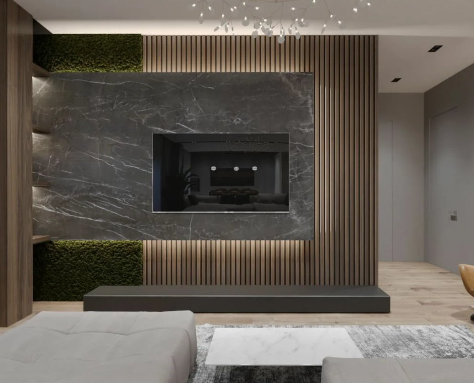 Стеновые панели за телевизором