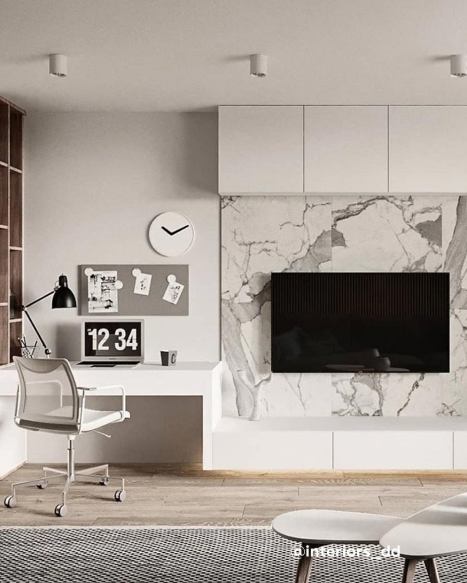 Керамогранит на стену в гостиной с телевизором