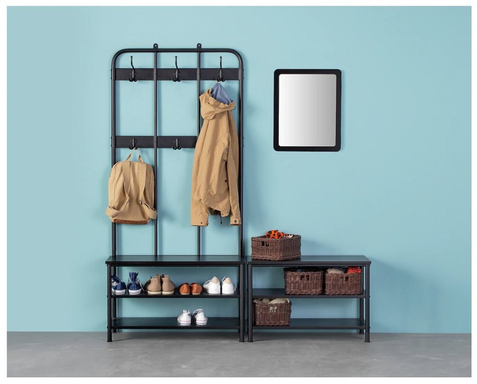 Pinnig ПИННИГ вешалка с секцией для обуви, черный 193 см