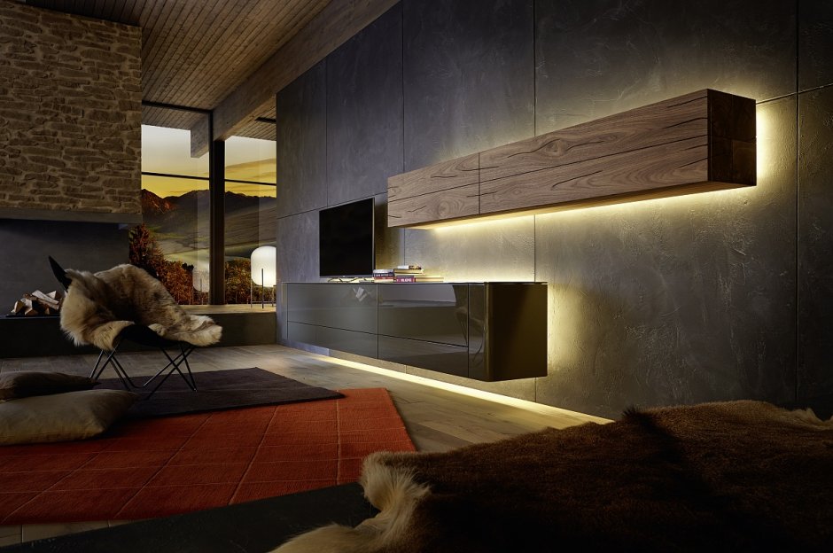 Кровать на подиуме с подсветкой