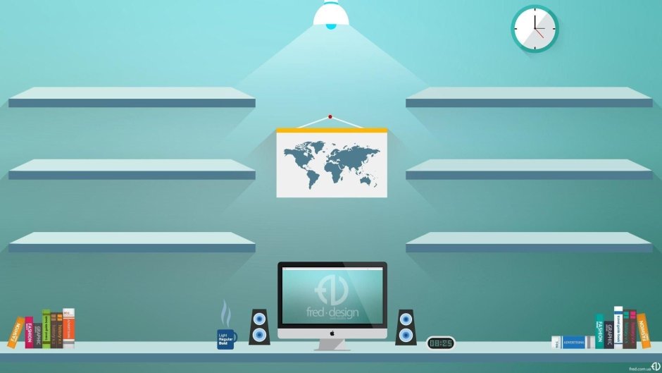 Обои с полками для ярлыков