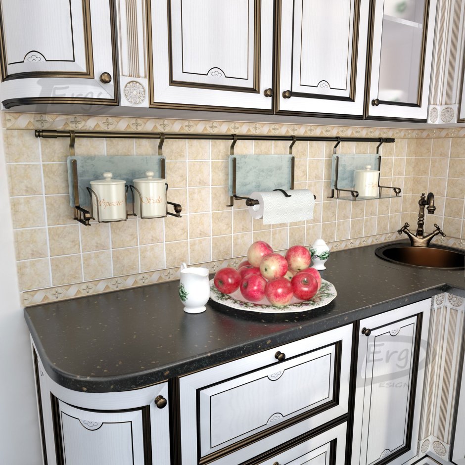 Рейлинги для кухни классика в интерьере