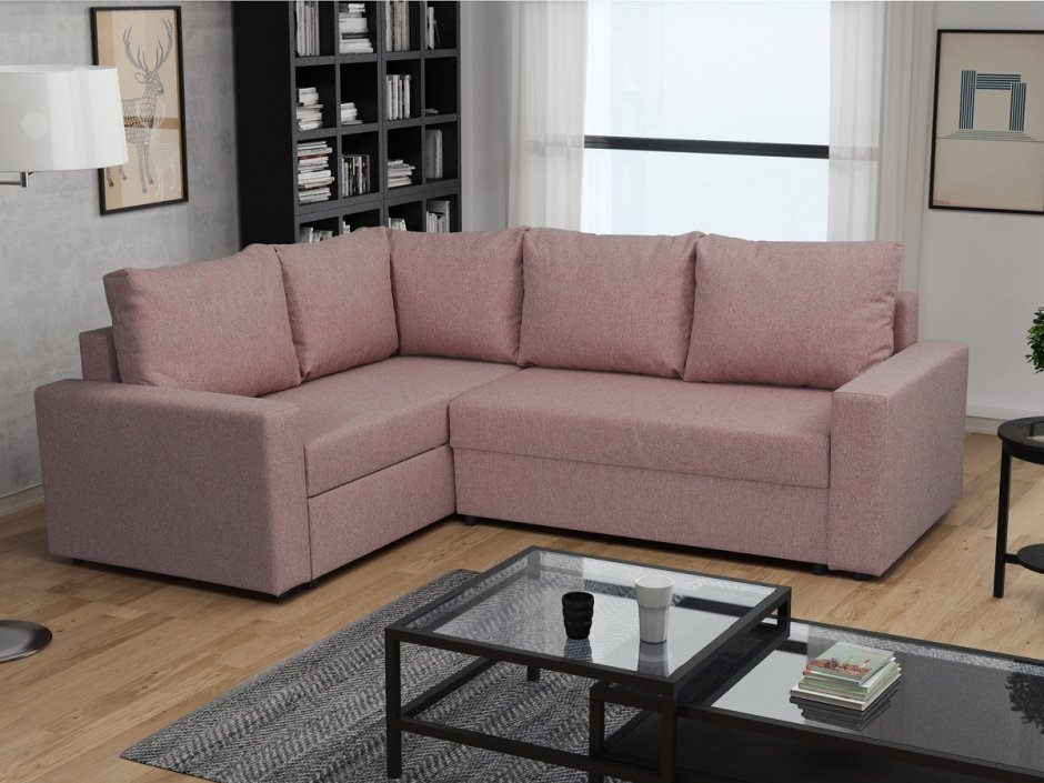 Угловой диван пудрового цвета