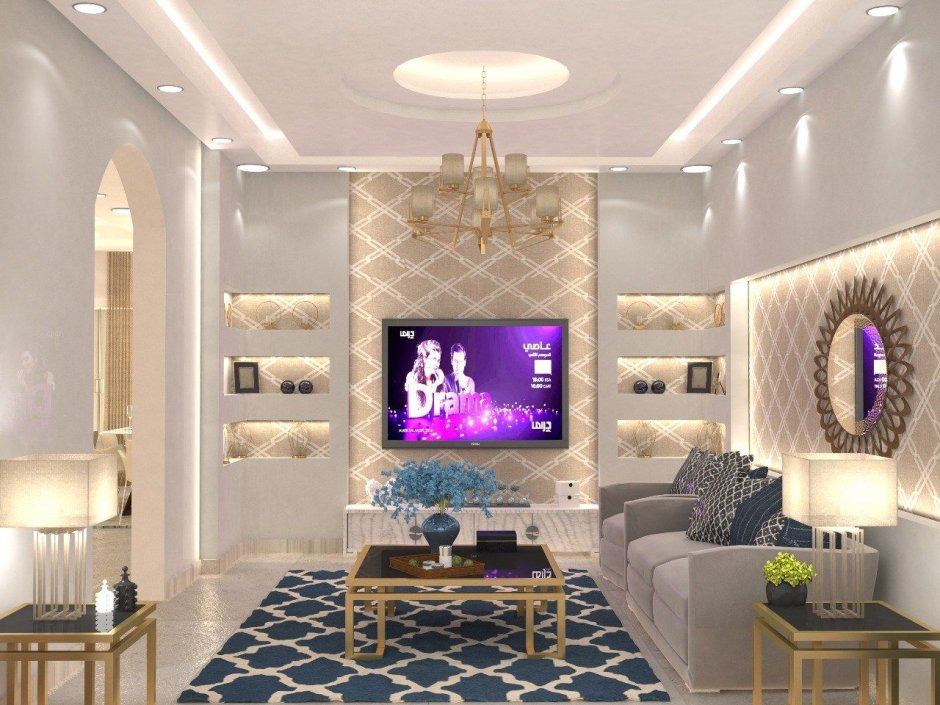 Потолок из гипсокартона для телевизора