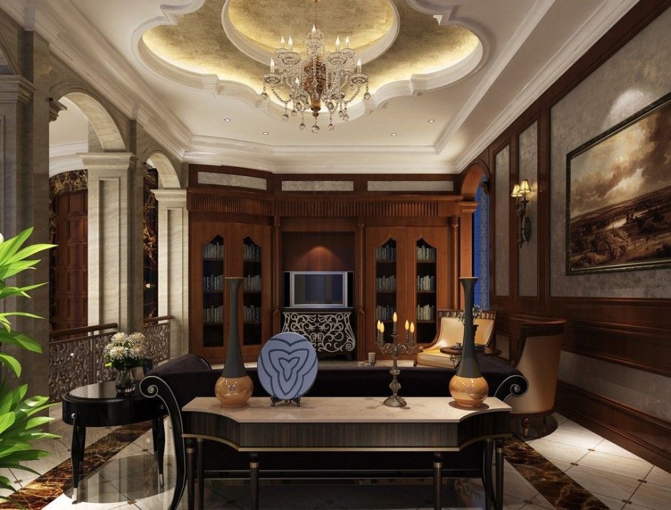 Многоуровневый потолок в классическом стиле