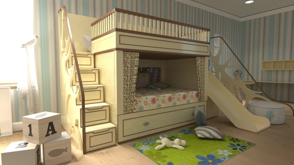 Двухъярусная кровать для детей белая