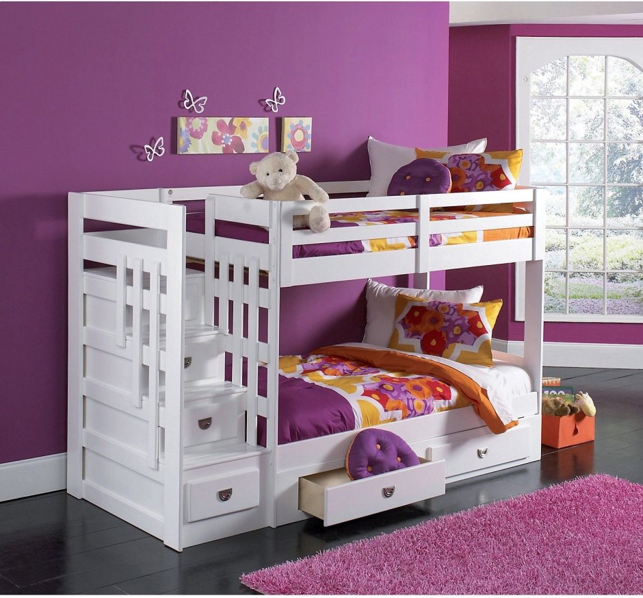 Детская двухъярусная кровать синяя