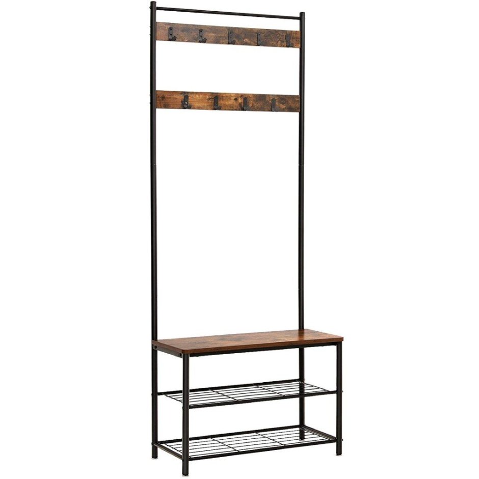 Вешалка напольная 70х32х175 см, vasagle, металл, полка для обуви, 80 кг, лофт